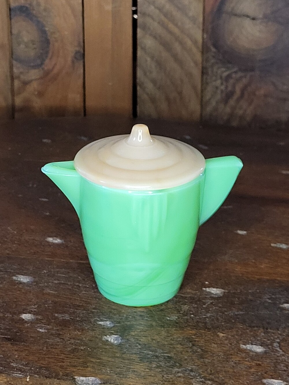 Green Glass Creamer with Cream Lid